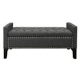 thumbnail image 2 of Inspired Home Megalan Linen Storage Bench Button Tufted Silver Nailhead Trim Modern, Dark Grey, 2 of 8