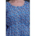 thumbnail image 2 of Bimba Blue Leaves & Chrysanthemum Floral Button Down Midi Dress Women Tunic Long Sleeve Smocked Top-X-Large, 2 of 7
