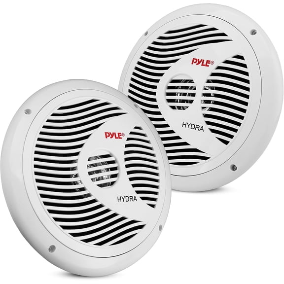 PYLE PLMR60W - 6.5 Inch Dual Marine Speakers - 2 Way Waterproof and Weather Resistant Outdoor Audio Stereo Sound System with 150 Watt Power, Polyprone Cone and Cloth Surround - 1 Pair - (White)