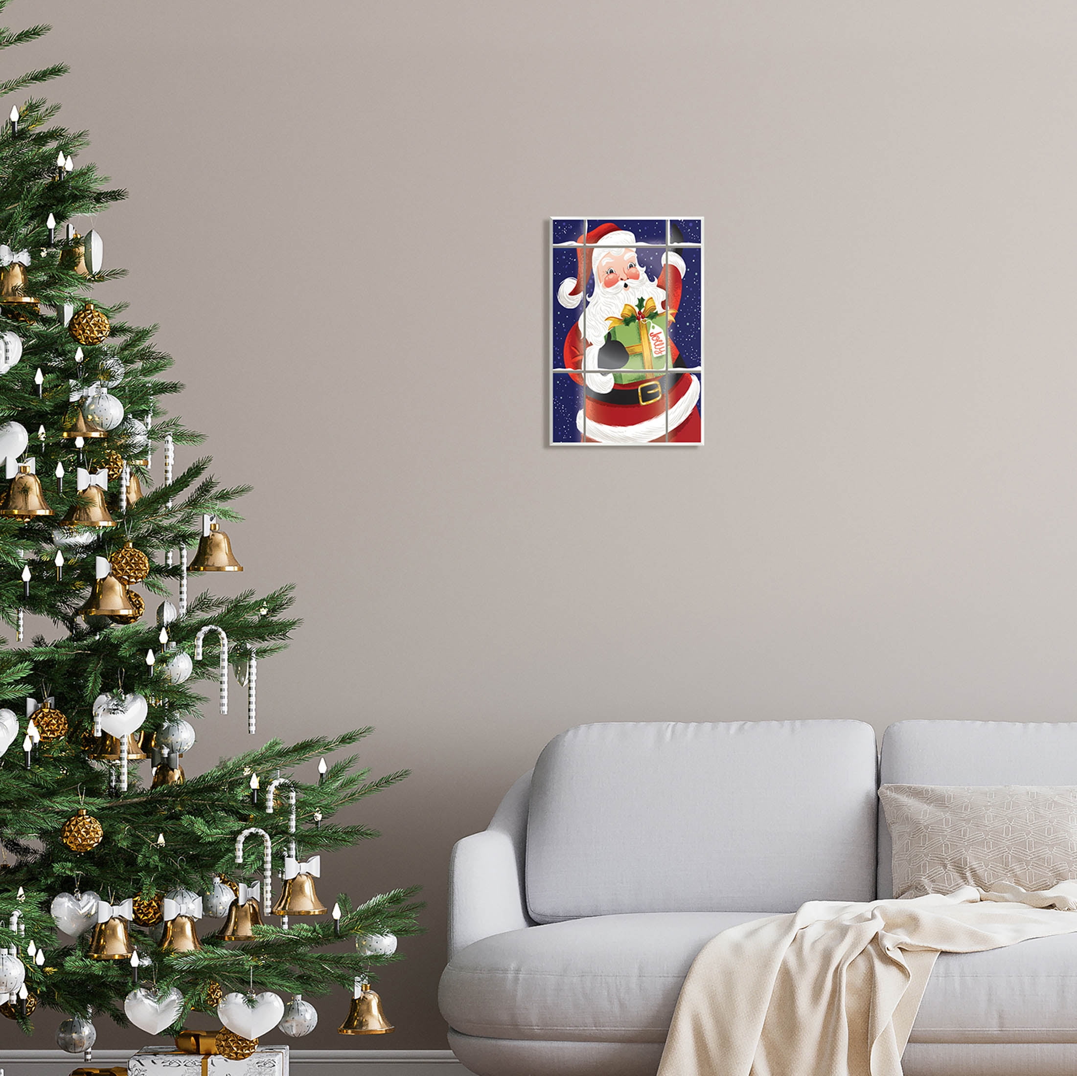 Stupell Industries Vintage Jolly Santa Window Graphic Art Unframed Art Print Wall Art, Design by Arrolynn Weiderhold