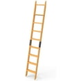 thumbnail image 2 of Red Oak Wood Sliding Library Ladder with Step Rolling Ladder, 2 of 3