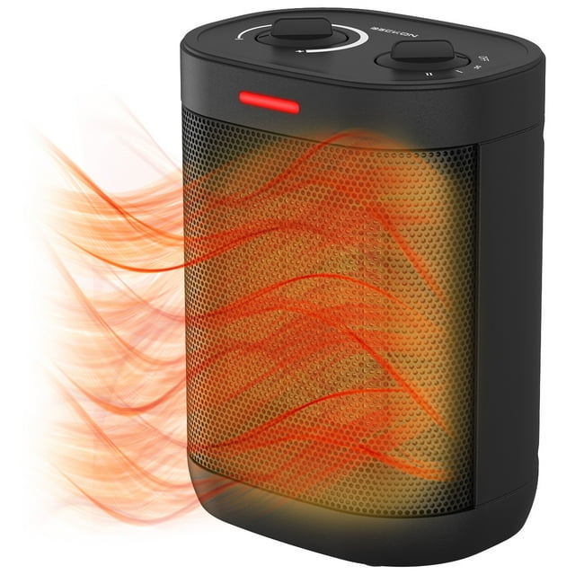 Calefactor Calentador eléctrico cerámico PTC de torre compacto de 22 cm de alto BECKON TURBO HEATER 2 modos de calentamiento 750W / 1500W con termostato de perilla