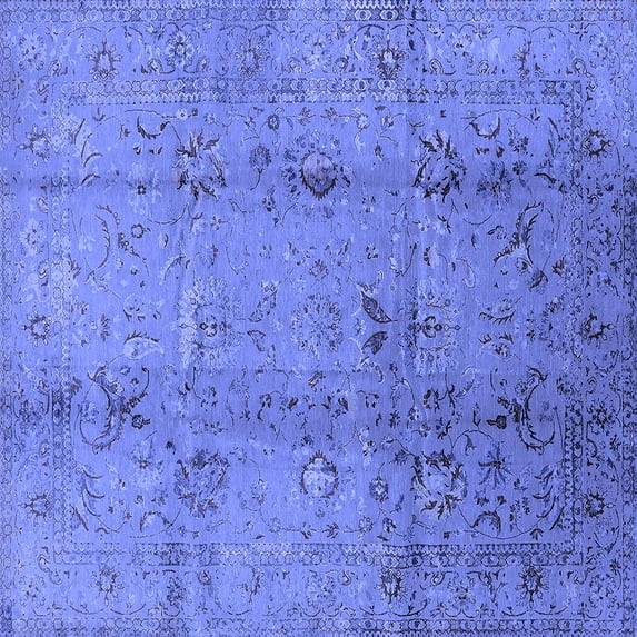 Ahgly Company Indoor Square Oriental Blue Industrial Area Rugs, 5' Square