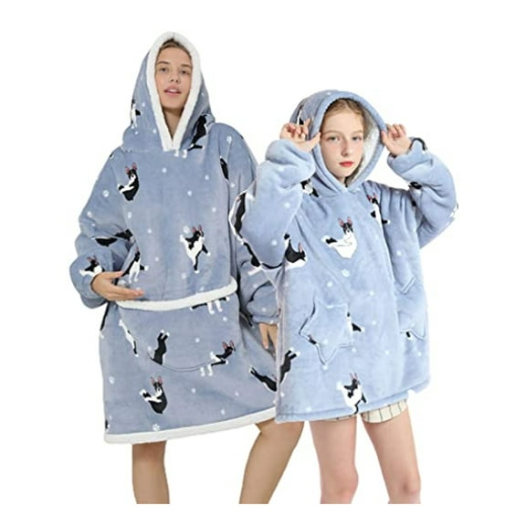 Shuttle tree Oversized Wearable Blanket Hoodie For Adult Kids Hooded Sherpa Sweatshirt With Front Pocket