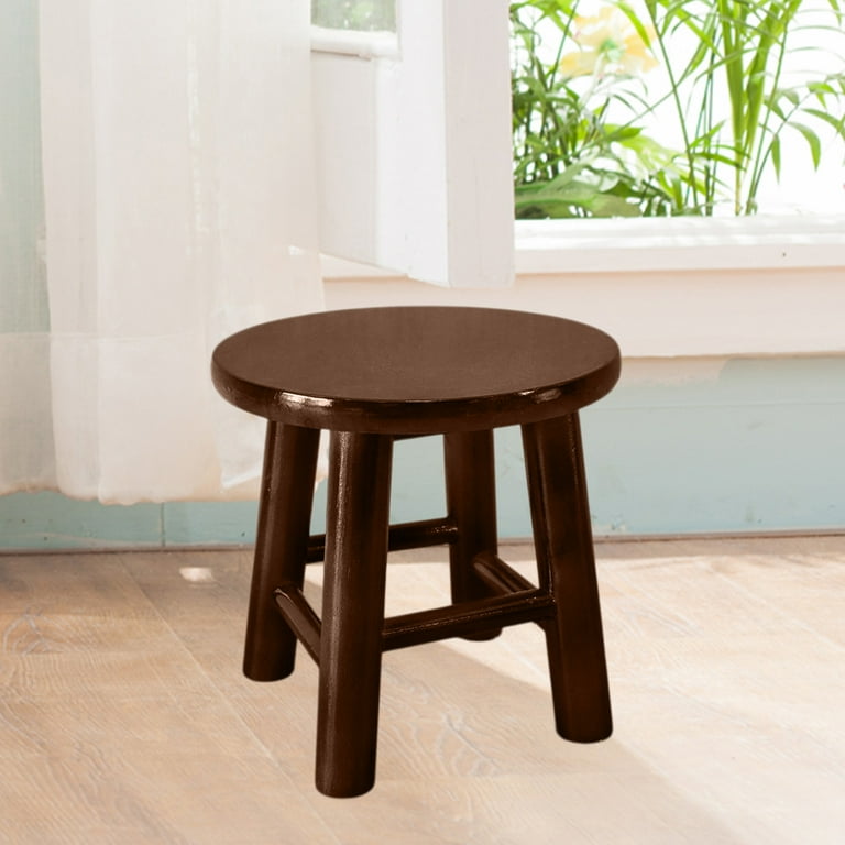Qiweii Round Wooden Step Stool,Low Wood Stool,Vintage Small Foot