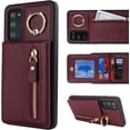 thumbnail image 2 of Samsung Galaxy S20 FE Case with Card Holder for Women, Samsung Galaxy S20 FE Phone Case Wallet with Credit Card with Ring Kickstand Zipper Slim Stand Case - Red Wine, 2 of 14