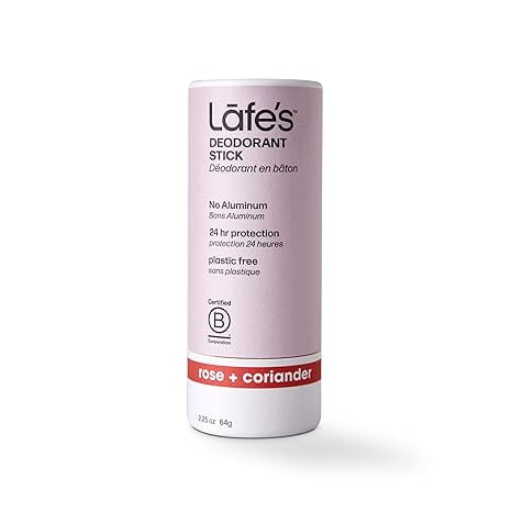 Lafes Natural Deodorant Stick 24 Hour Protection, Rose And Coriander, 2.25 Oz