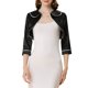 thumbnail image 5 of Bolero corto de manga 3/4 con cuello Peter Pan de INSPIRE CHIC para mujer XS Negro, 5 of 6