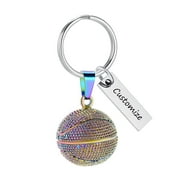 Personalize Stainless Steel Basketball Funeral Cremation Urn Pendant Keychian for Cremation Ashes Urn Keyring Lockets for Ashes of Loved One Memorial Jewelry