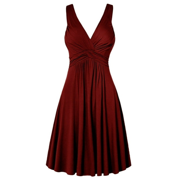 Vestido de falda acampanada plisada con tirantes retro con cuello en V a la moda para mujer Fridja hj4599