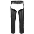 thumbnail image 2 of ARD Motorcycle Leather Unbraided Chaps Pants Biker Cowboy Riding Racing Black Genuine Leather Chap 2XL, 2 of 5