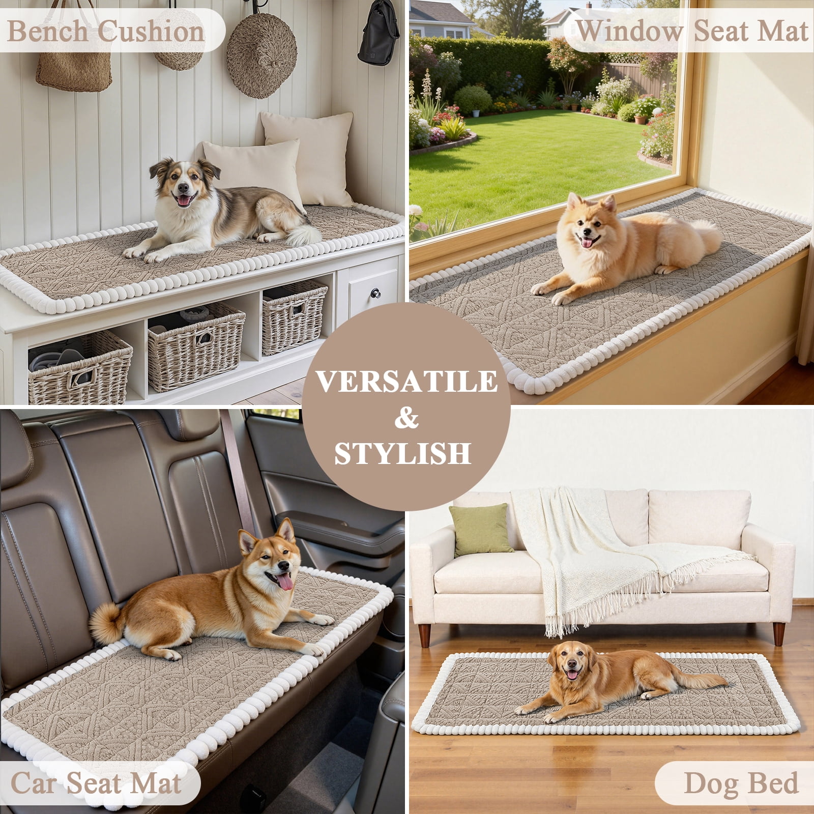 Vaukki 27.6"×59" Geometric Jacquard Sofa Slipcover,Non-Slip Washable Pet Friendly Couch Cover Furniture Cushion Protector for Dogs Cats,Coffee