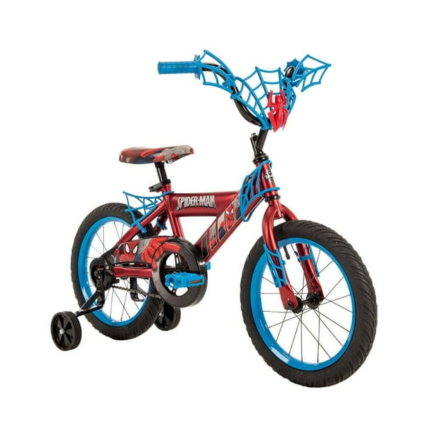 huffy marvel spider man 16 bike with webtrap handlebar plaque
