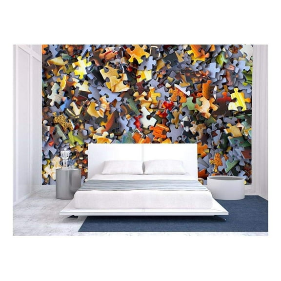 wall26 - Colorful Puzzle Pieces - Removable Wall Mural | Self-Adhesive Large Wallpaper - 100x144 inches