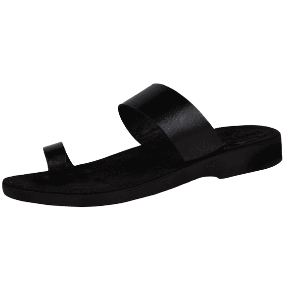 Holy Land Market Men/Women Biblical Jesus Leather/Suede Sandals/Slides From Jerusalem (Black Suede III) (35 M EU)
