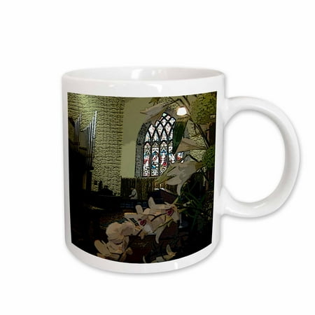 

3dRose Inside an Old Church with Stained Glass Windows in Ireland Ceramic Mug 15-ounce