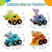 Dimoarch Dinosaur Construction Trucks Toys for Boys Ages 2 3 4, Toddlers Sandbox Vehicle Excavator Toys, Dino Press and Go Cars, Boys Birthday Gifts