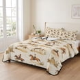 thumbnail image 2 of Twin Quilt Set 68''x86'', Western Cowboy Lightweight Summer Bedspread Coverlet Set with 2 Pillow Shams, Vintage Country Horse Plants Art Breathable All Season Quilt Bedding for Dorm/Bedroom, 2 of 9