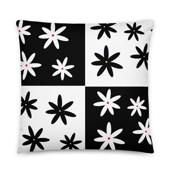 Vibrant Contrast 22"x22", Black White Red, Home Decor, Decorative Accent Pillow