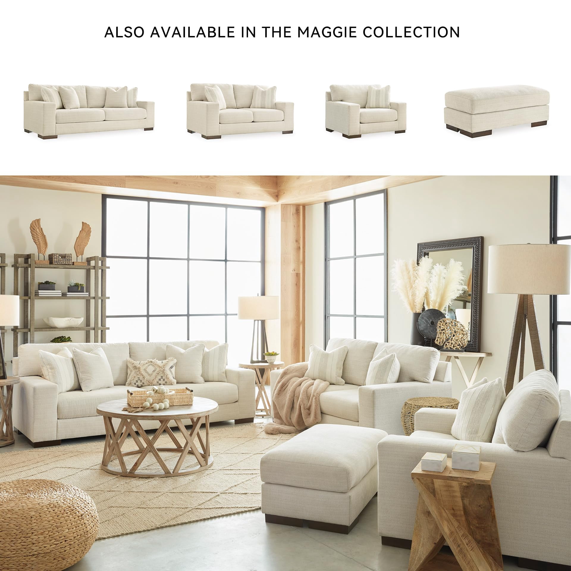 Signature Design by Ashley Maggie Birch Loveseat with Decorative Accent Pillows