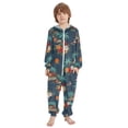 thumbnail image 2 of Soft Big Kids Onesie Pajamas Cozy Loose-Fit Jumpsuits for kids with Pockets for Christmas Lounge & Play Flowers and Palm Trees Pattern, 2 of 8