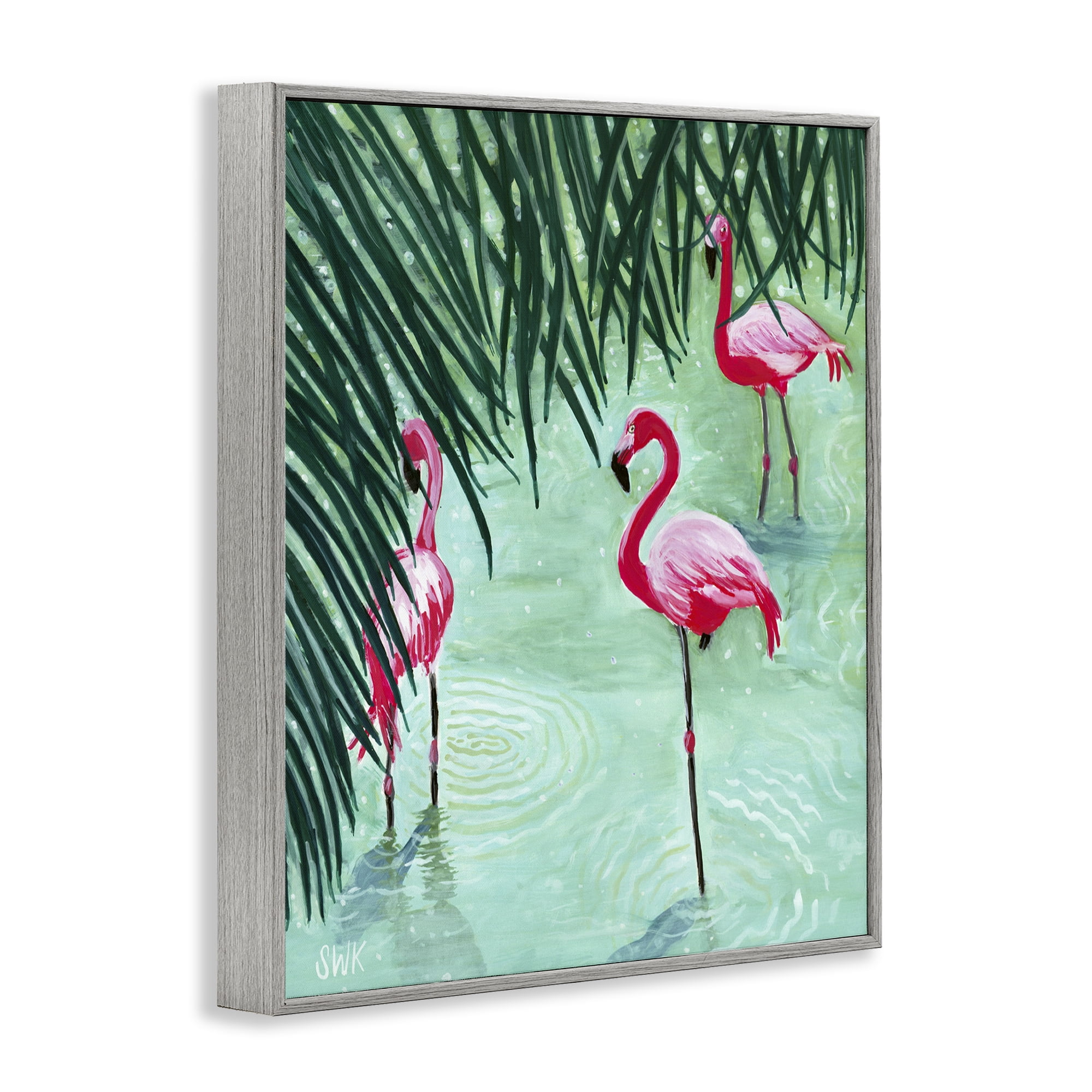 Stupell Industries Shallow Flamingo Pond Gray Framed Giclee Art, design by Sarah Waldron Kimball