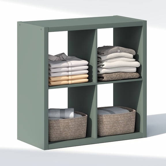 Furinno CUBIC 4-Cube Closet Organizer Open Shelf Extra Thick Frame Sage Green