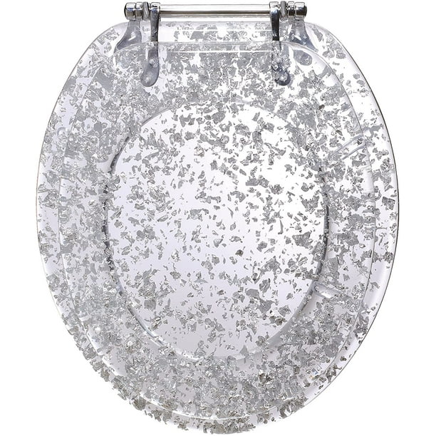 Silver Foil Resin Toilet Seat, Elongated Size