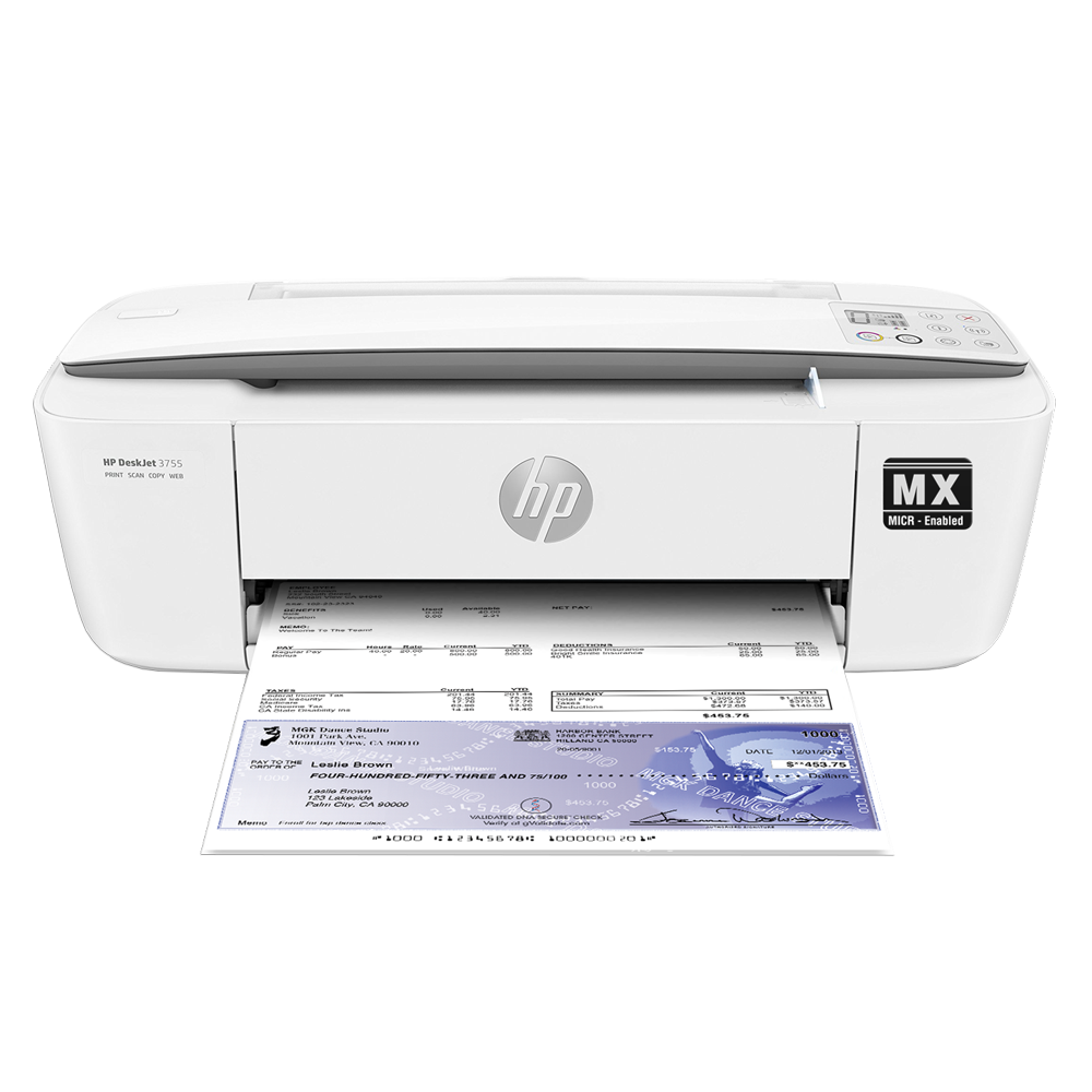 VersaCheck HP DeskJet 3755 MX MICR Check Printer and VersaCheck Gold Check Printing Software Bundle, White (3755MX) - image 3 of 5