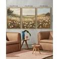 thumbnail image 5 of Drsoum Vintage Landscape Wall Art 16x24in3pcs Natural Framed Grassland Meadow Wildflower Field Wall Prints Classic Retro Farmhouse Rustic Decorations, 5 of 7