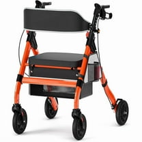 Foldable Heavy-Duty Aluminum 8-Wheel Rollator Walker with Seat, Red, 450 lb Limit
