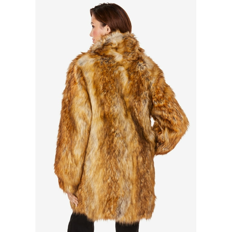 Roaman's Women's Plus Size Short Faux-Fur Coat Coat 