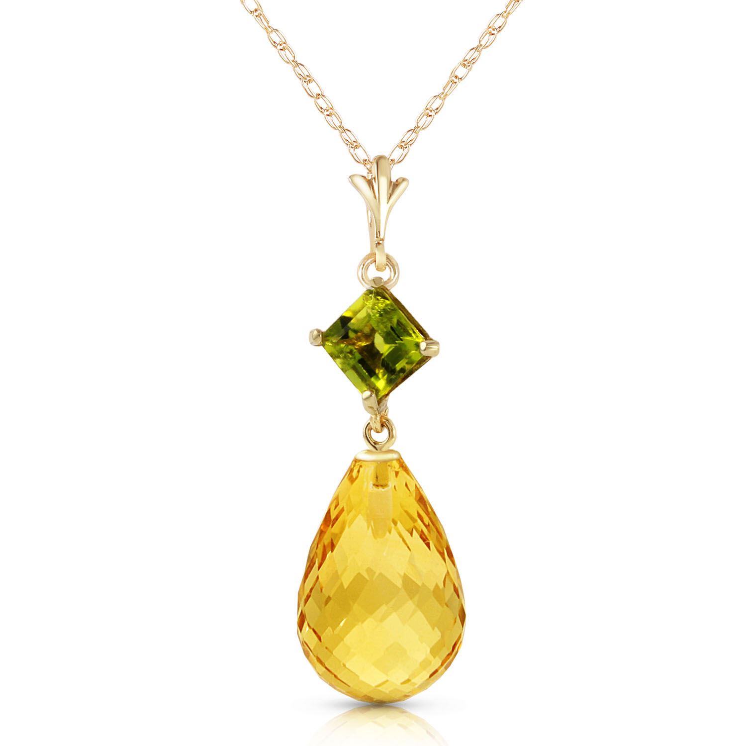 ALARRI 2 Carat 14K Solid Rose Gold Necklace Natural Citrine Peridot with 20 Inch Chain Length ALARRI 2 Carat 14K Solid Rose Gold Necklace Natural Citrine Peridot with 20 Inch Chain Length
