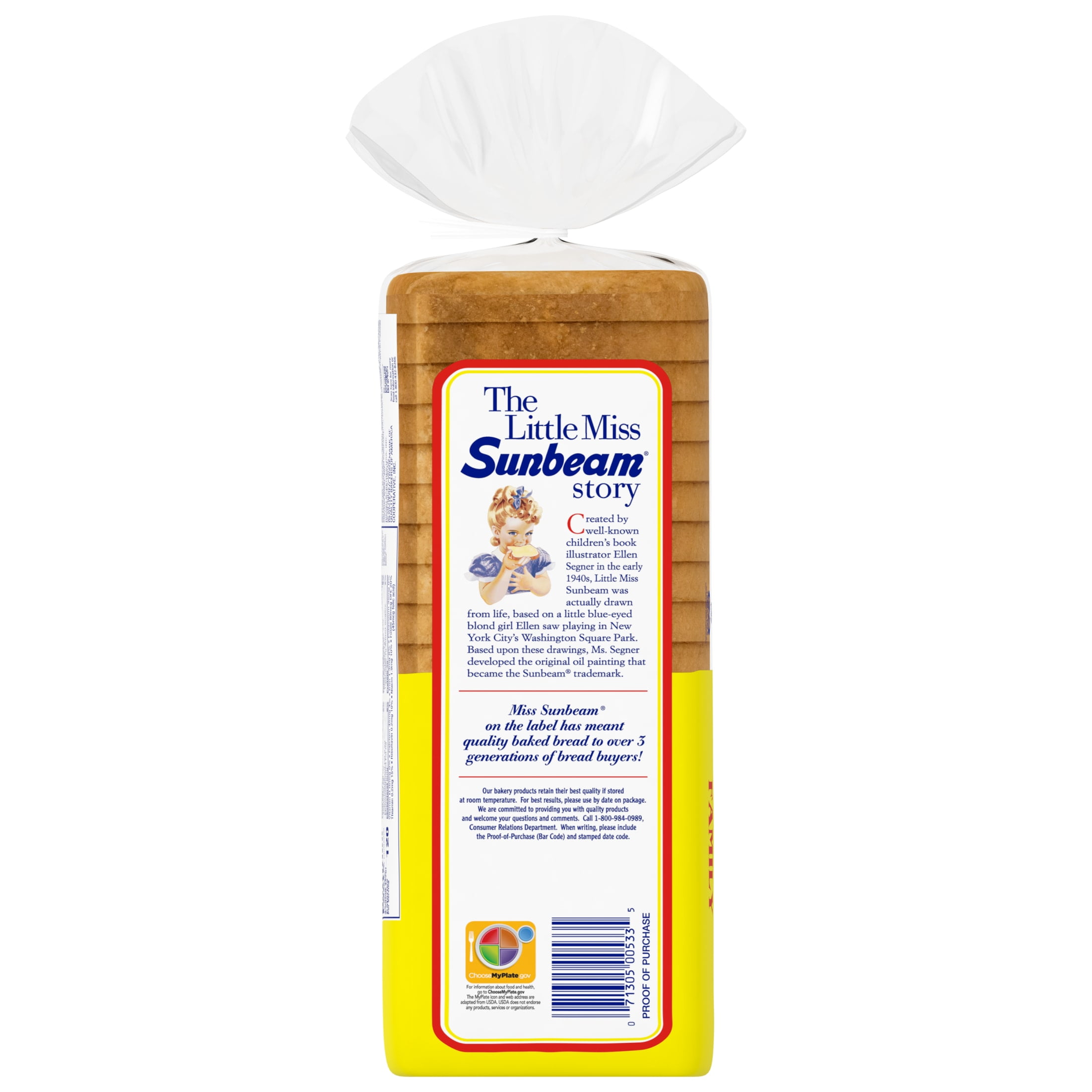 Sunbeam Family Bread, 20 oz, Plain White Bread, Bag