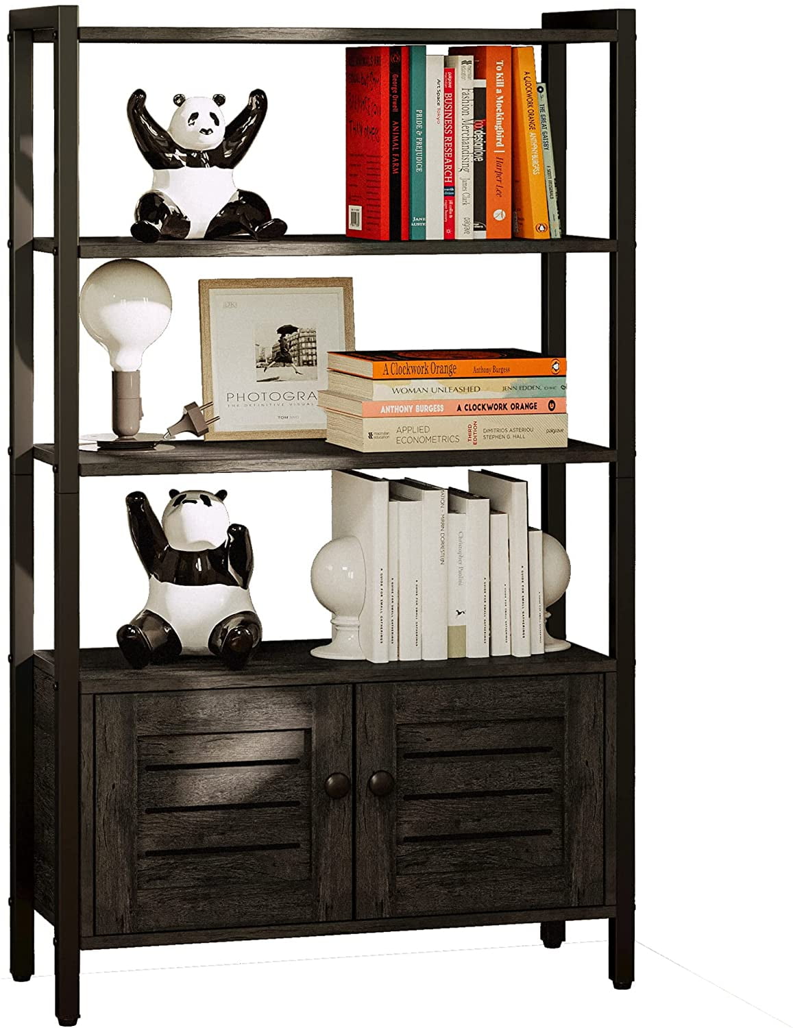 Adjustable 4 Shelf Wood Bookcase Storage Shelving Book Wide Bookshelf Furniture 