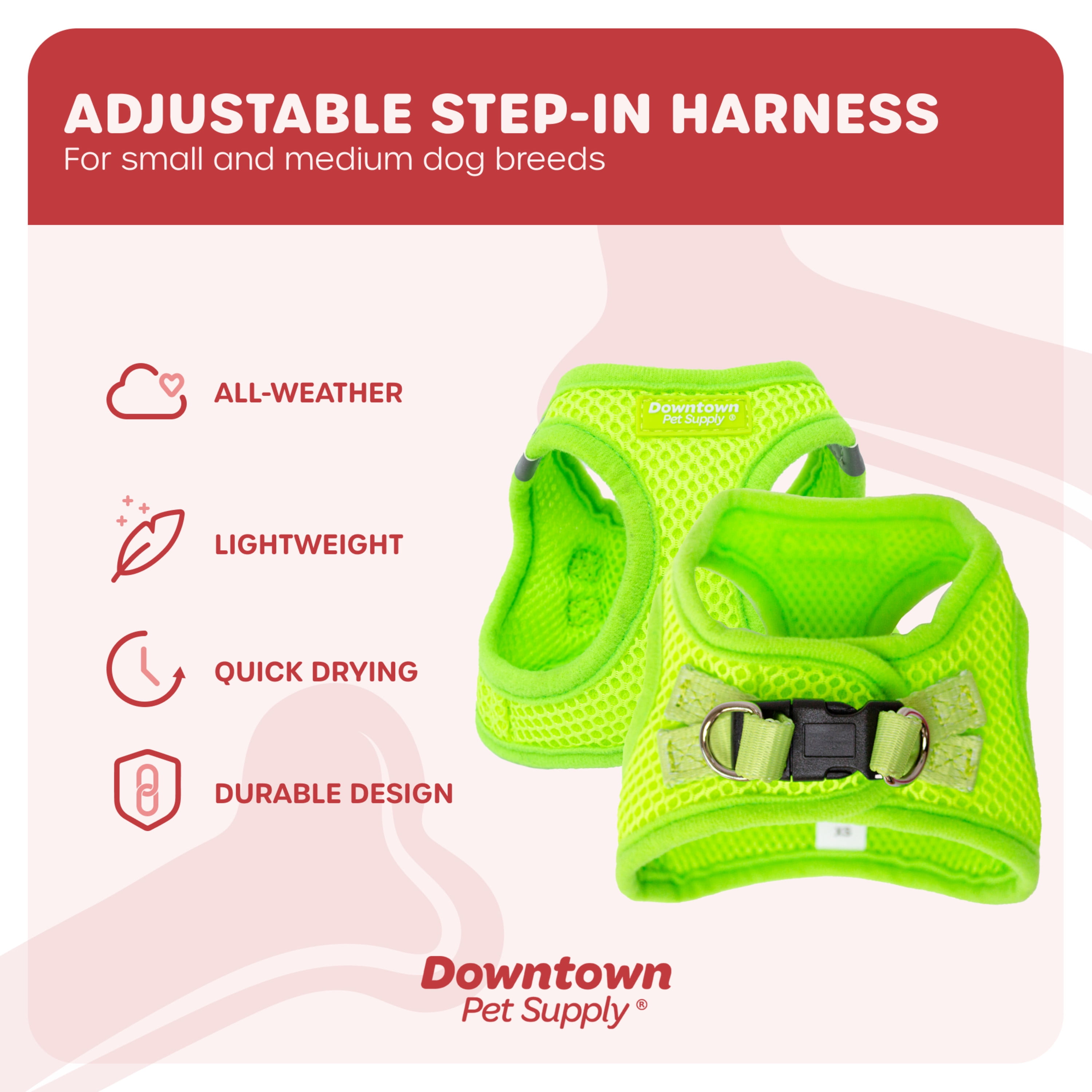 Downtown Pet Supply Step In Dog Harness For Small Dogs No Pull, Medium, Atomic Yellow