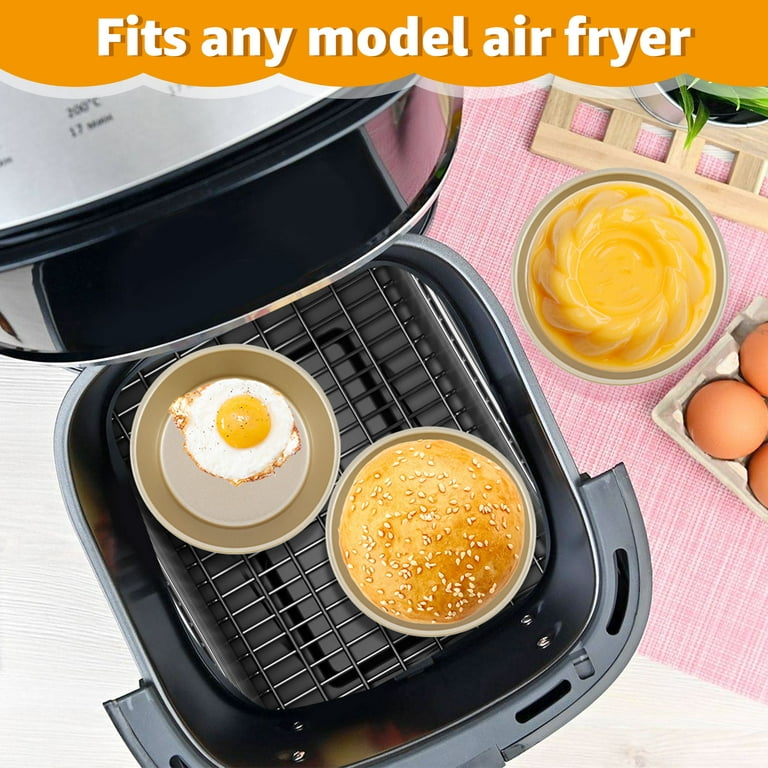 Silicone Air Fryer Egg Pan, 2 Pcs Reusable Air Fryer Egg Mold, 3 Cavity Air  Fryer Baking Pan, Non-Stick Silicone Air Fryer Muffin Top Pans, Baking Pan