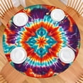 thumbnail image 2 of Colorful Tie Dye Pattern Round Fitted Tablecloth with Elastic Edge,Dining Table Cover Waterproof,Outdoor Round Tablecloth for Camping,Dining,Indoor and Outdoor, 2 of 7