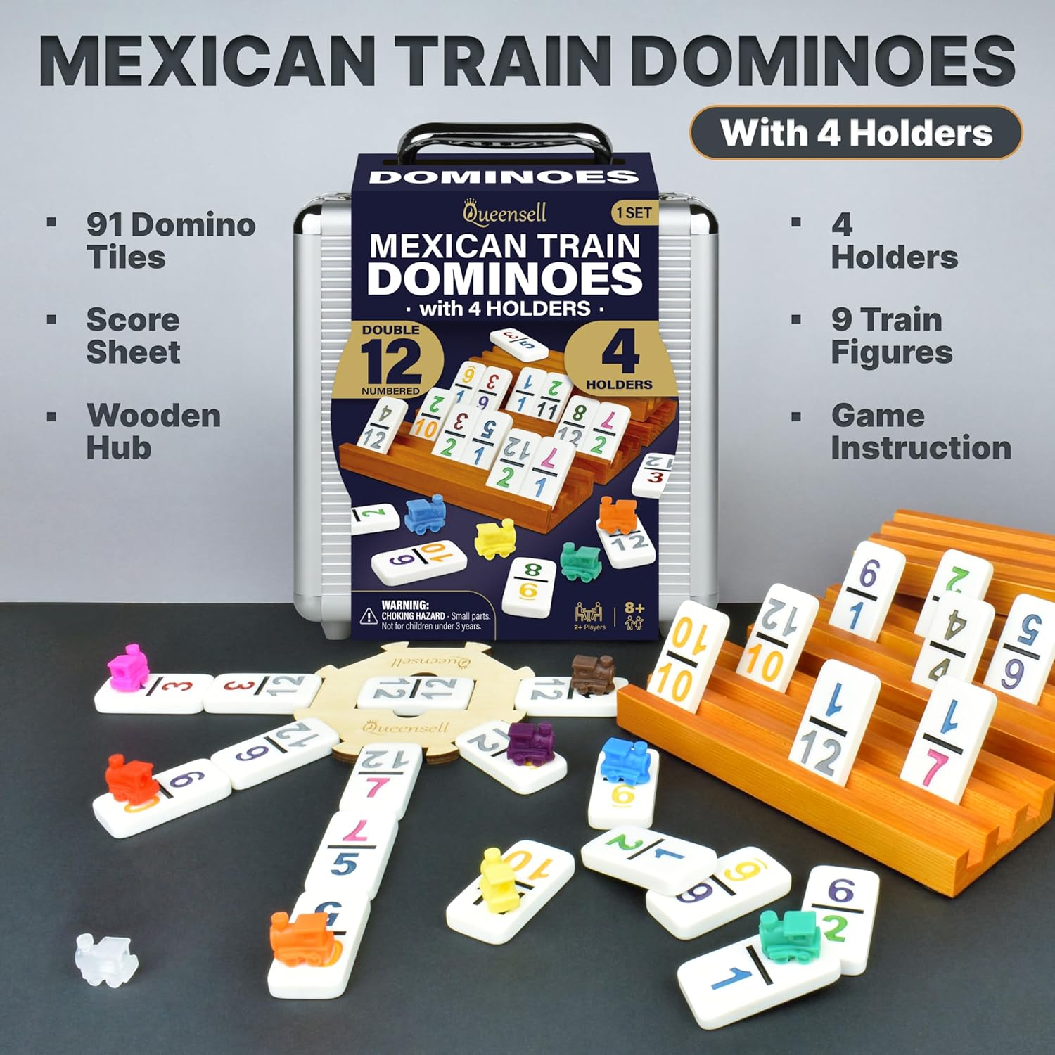 Queensell Mexican Train Dominoes Double 12 Set photo 7