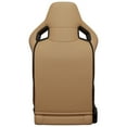 thumbnail image 6 of Universal Racing Seats 2PC Set - Brown Stitched PVC Leather Bucket Seats w/Adjustable Recline & Sliders, Carbon Fiber Look Backrest, Lightweight for Car/Truck (No Bracket), 6 of 8
