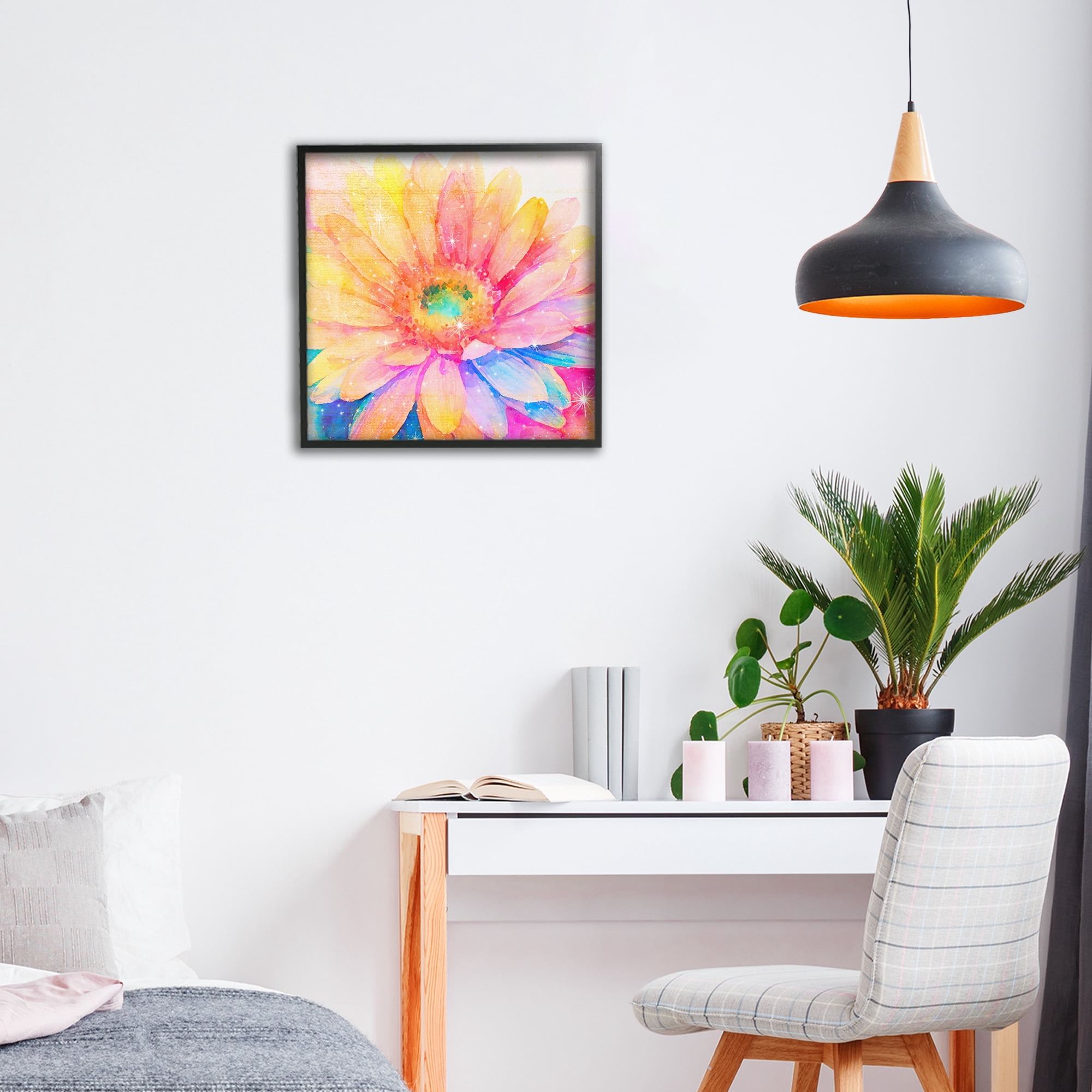 Stupell Industries Bloomtopia Shimmer Blossom Black Framed Giclee Art, design by Vibelicious