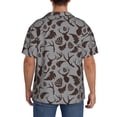 thumbnail image 3 of Balery Brown Moose with Pinecones Camisa Casual de Manga Corta con Botones para Hombre, Texturizada, Estilo Cubano, para Playa, Verano-Small, 3 of 5