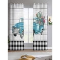 thumbnail image 2 of Farmhouse Wood Grain Sheer Curtains 84 Inch Length 2 Panels Set for Living Room/Bedroom, Modern Cactus Truck Black Plaid Kitchen Curtains Grommet Semi-Sheer Curtains Window Treatments 42"x84"x2, 2 of 7