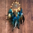 thumbnail image 1 of Dream Catcher Blue Tree of Life with Feathers, Mobile LED Fairy Lights Handmade Indians Traditional Circular Net for Wall Hanging Decor, Bedroom Kids, Home Decoration Wedding Party Blessing Gift, 1 of 7