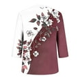 thumbnail image 5 of Cutuoiiu Women's Daily Flower Prints 3/4 Sleeve Plus Size T-shirts Loose Button V-Neck Cozy Tops Gifts, 5 of 5