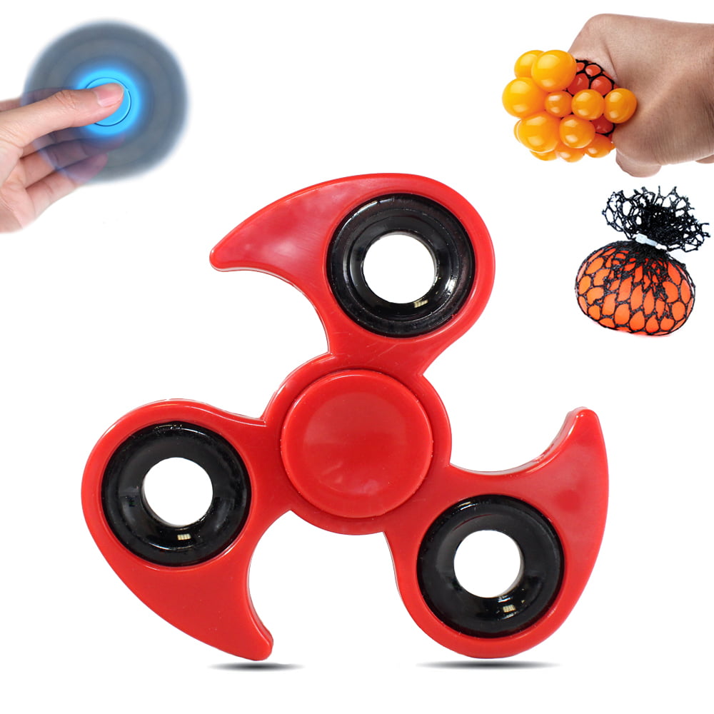 Klinik Forud type tag et billede Ninja Star Fidget Hand Spinner High Speed Bearing Toy Plus Squishy Mesh  Ball Red - Walmart.com