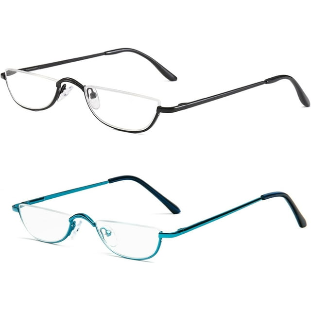 GFDYREE Half Reading Glasses Half Rim Metal Frame Glasses Spring Hinge Readers for Men and Women
