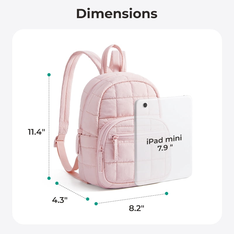 BAGSMART Small Ita Backpack for Women,Lightweight Mini Backpack,Water-resistant Puffer Daily Backpack Purse Fashion Bookbag, Black