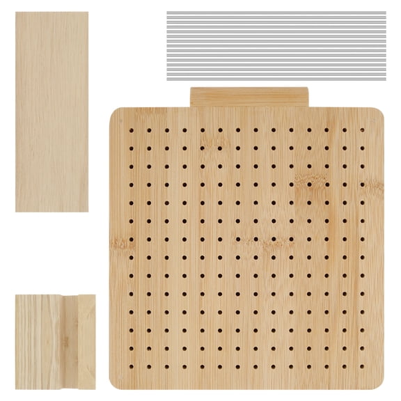 Crochet Blocking Board with 15 Stainless Steel Rod Pins Granny Square Blocking Board with Groove Wood Blocking Board Reusable Blocking Board Kit for Beginner Knitting Lover DIY Crafts