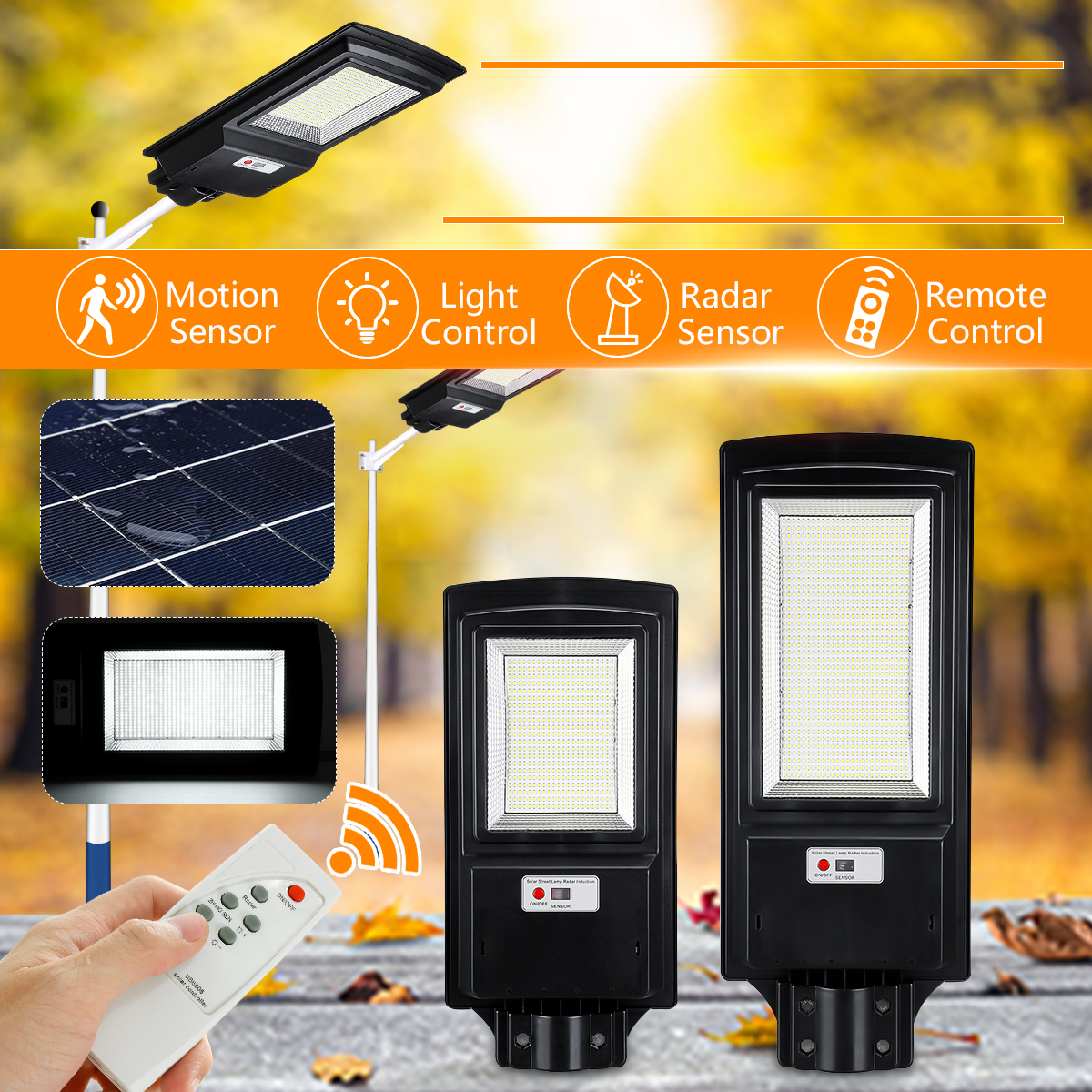 Solar Street Lights Outdoor, 500W/1000W Security Flood Light Auto On